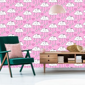 Papier Peint Pour Les Enfants - Sleeping Clouds Hearts And Stars – Image 6