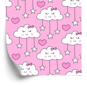 Papier Peint Pour Les Enfants - Sleeping Clouds Hearts And Stars – Image 2