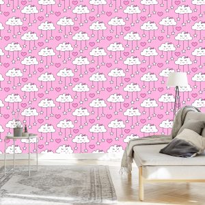 Papier Peint Pour Les Enfants - Sleeping Clouds Hearts And Stars – Image 3