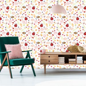 Papier Peint Pour Les Enfants - Abeilles, Papillons, Coccinelles Et Plantes D'automne – Image 6
