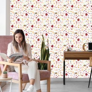 Papier Peint Pour Les Enfants - Abeilles, Papillons, Coccinelles Et Plantes D'automne – Image 7