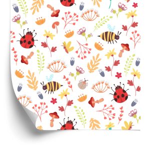 Papier Peint Pour Les Enfants - Abeilles, Papillons, Coccinelles Et Plantes D'automne – Image 2