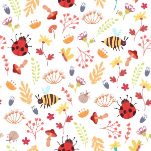 Papier Peint Pour Les Enfants - Abeilles, Papillons, Coccinelles Et Plantes D'automne – Image 1