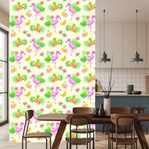 Papier Peint Pour Les Enfants - Flamants Roses Et Plantes Exotiques – Image 4