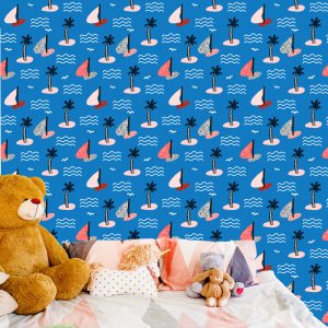 Papier Peint Pour Les Enfants - Îles Et Voiliers Colorés – Image 6