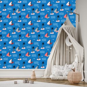 Papier Peint Pour Les Enfants - Îles Et Voiliers Colorés – Image 3
