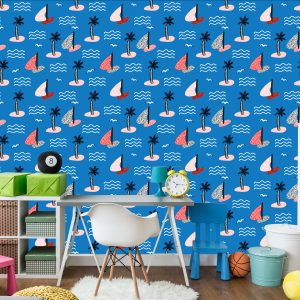 Papier Peint Pour Les Enfants - Îles Et Voiliers Colorés – Image 4