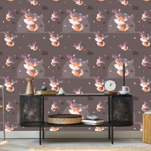 Papier Peint Renards, Oiseaux Et Fleurs – Image 5