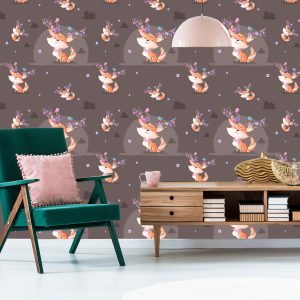 Papier Peint Renards, Oiseaux Et Fleurs – Image 6