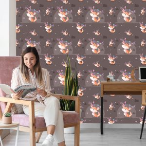 Papier Peint Renards, Oiseaux Et Fleurs – Image 7