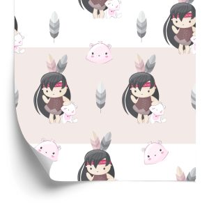 Papier Peint Heureux Les Femmes Indiennes Avec Des Chatons Et Des Plumes – Image 2