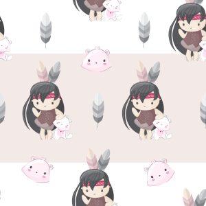 Papier Peint Heureux Les Femmes Indiennes Avec Des Chatons Et Des Plumes – Image 1