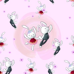 Papier Peint Lapins Amoureux Parmi Les Fleurs – Image 1