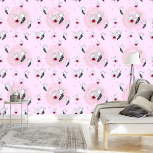 Papier Peint Lapins Amoureux Parmi Les Fleurs – Image 3