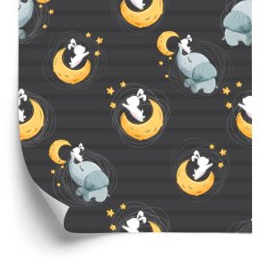 Papier Peint Éléphants Et Lapins Parmi Les Étoiles Et Les Lunes – Image 2
