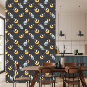 Papier Peint Éléphants Et Lapins Parmi Les Étoiles Et Les Lunes – Image 4