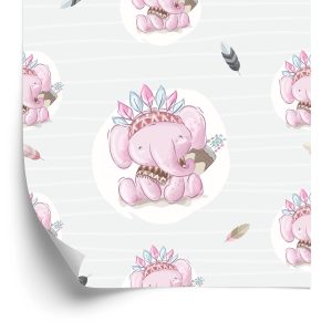 Papier Peint Éléphants Indiens Et Plumes – Image 2