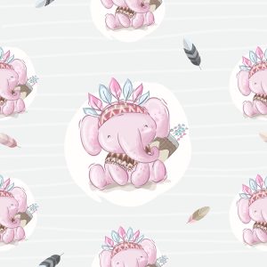 Papier Peint Éléphants Indiens Et Plumes – Image 1