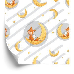 Papier Peint Renards Et Lapins Parmi Les Lunes Et Les Étoiles – Image 2