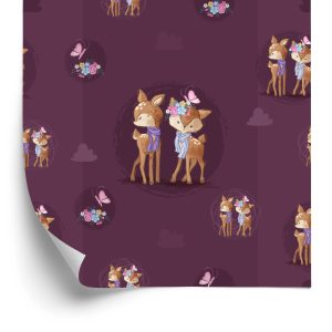 Papier Peint Chevreuils Aux Fleurs – Image 2