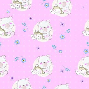 Papier Peint Ours En Peluche Endormis Et Fleurs Colorées – Image 1