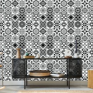 Papier Peint Mosaïque Méditerranéenne Noire Et Blanche – Image 5
