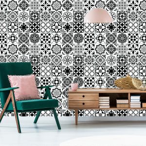 Papier Peint Mosaïque Méditerranéenne Noire Et Blanche – Image 6