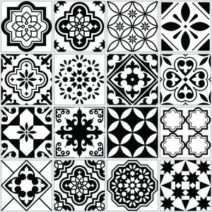 Papier Peint Mosaïque Méditerranéenne Noire Et Blanche – Image 1