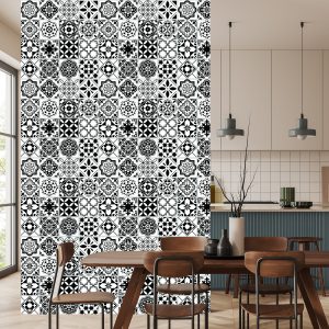 Papier Peint Mosaïque Méditerranéenne Noire Et Blanche – Image 4