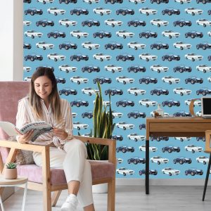 Papier Peint Pour Les Enfants - Voitures Intemporelles Au Style Rétro – Image 7
