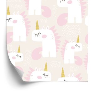Papier Peint Pour Les Enfants - Licornes Endormies - Style Scandinave – Image 2