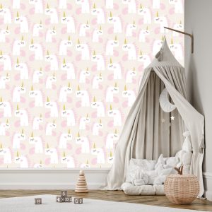 Papier Peint Pour Les Enfants - Licornes Endormies - Style Scandinave – Image 3