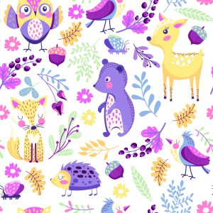 Papier Peint Pour Les Enfants - Adorables Animaux De La Forêt Colorés – Image 1