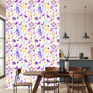 Papier Peint Pour Les Enfants - Adorables Animaux De La Forêt Colorés – Image 4