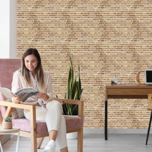 Papier Peint Mur De Briques Dans Les Tons De Beige – Image 7