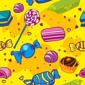 Papier Peint Bonbons Comiques Colorés – Image 1