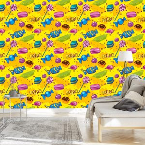 Papier Peint Bonbons Comiques Colorés – Image 3