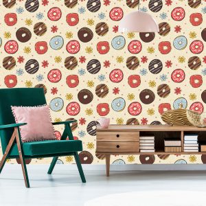 Papier Peint Beignets Colorés Avec Des Fleurs – Image 6
