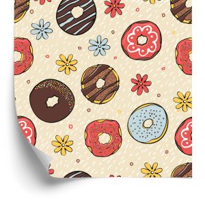 Papier Peint Beignets Colorés Avec Des Fleurs – Image 2