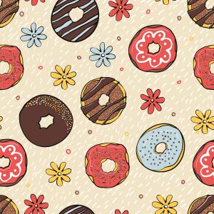 Papier Peint Beignets Colorés Avec Des Fleurs – Image 1