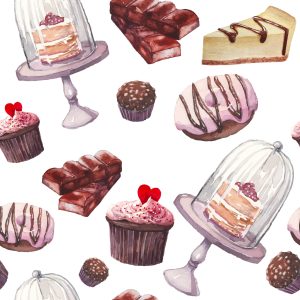 Papier Peint Gâteaux Peints À L'aquarelle – Image 1
