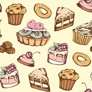 Papier Peint Pâtisseries Vintage Sucrées – Image 1