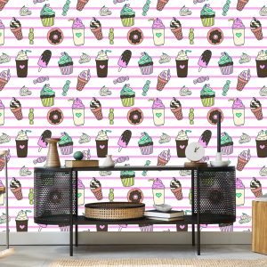 Papier Peint Bonbons Sur Un Fond Rayé – Image 5