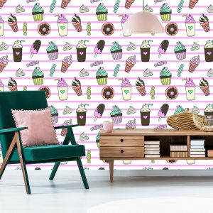 Papier Peint Bonbons Sur Un Fond Rayé – Image 6