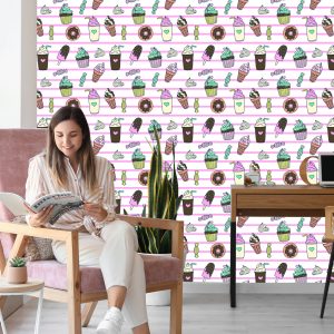 Papier Peint Bonbons Sur Un Fond Rayé – Image 7