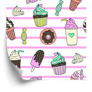 Papier Peint Bonbons Sur Un Fond Rayé – Image 2