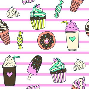 Papier Peint Bonbons Sur Un Fond Rayé – Image 1