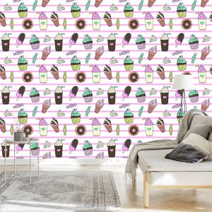 Papier Peint Bonbons Sur Un Fond Rayé – Image 3