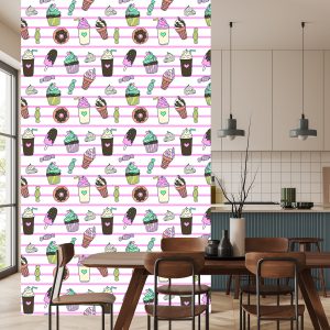 Papier Peint Bonbons Sur Un Fond Rayé – Image 4