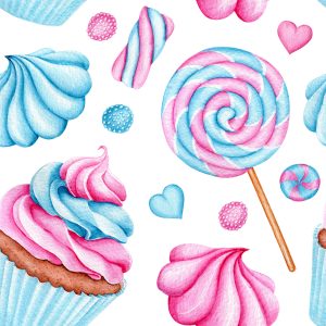 Papier Peint Muffins Et Sucettes Colorés – Image 1